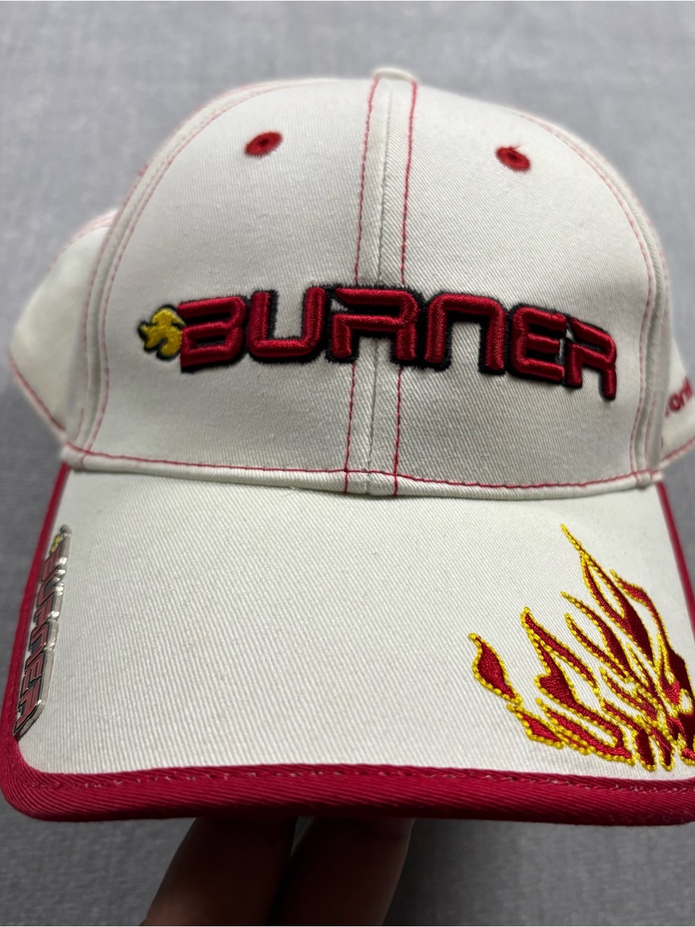 TaylorMade White & Red Golf Cap with Flame Accent